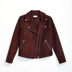 NWT Loft Faux Suede Moto Jacket